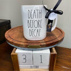 Rae Dunn DEATH BEFORE DECAF mug